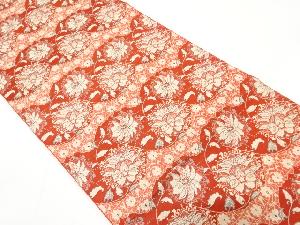 唐花模様織り出し名古屋帯